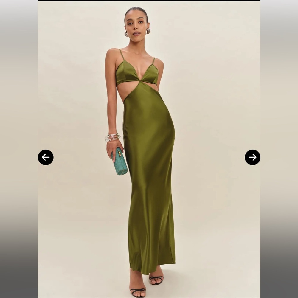 Reformation Poppies Silk Dress in Pear